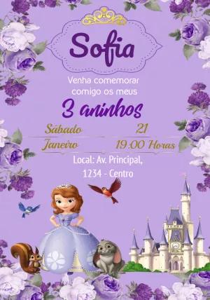Convite de Aniversário Princesa Sofia para Editar Online