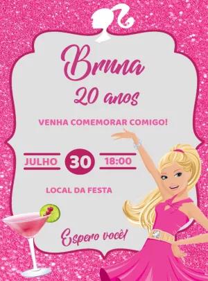 Convite de Aniversário Barbie Editável Online para Imprimir