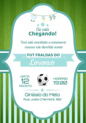 Convite Chá de Fraldas Futebol para Editar Online