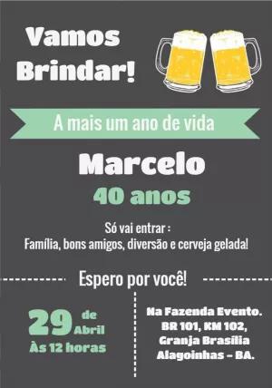 Convite Aniversário Boteco com Chopp para Editar e Imprimir