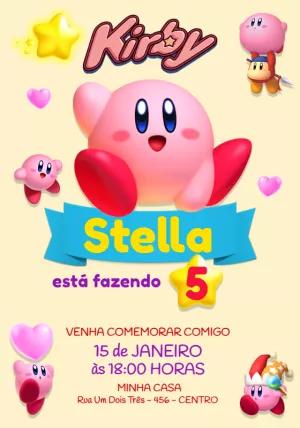 Convite de Aniversário Kirby para Editar Online