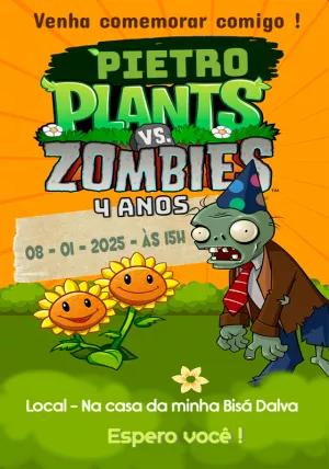 Convite de Aniversário Plants vs. Zombies Editável Online