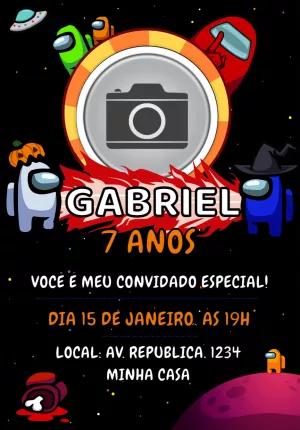 Convite de Aniversário Among Us com Foto para Editar Online