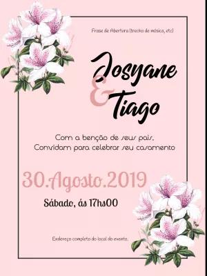 Convite de Casamento Floral Rosa para Editar Online