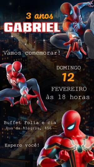 Convite Aniversário Homem Aranha para Editar Online