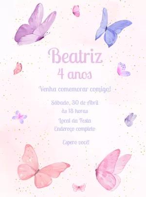 Convite de Aniversário Borboletas para Editar Online