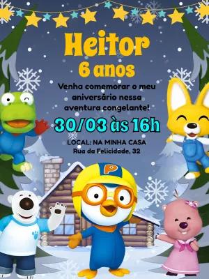 Convite de Aniversário Pororó para Editar Online