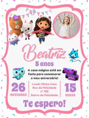 Convite Aniversário A Casa Mágica da Gabby com Foto para Editar