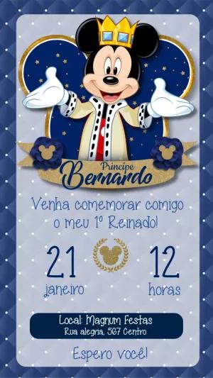 Convite Aniversário Mickey Príncipe para Editar Online