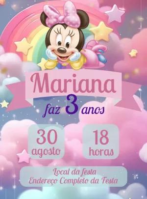 Convite de Aniversário Minnie Baby Rosa para Editar Online
