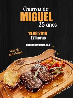 Convite de Aniversário Churrasco Rústico para Editar Online