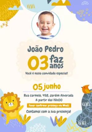 Convite Aniversário Safari com Foto para Editar Online