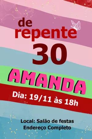 Convite De Repente 30 Aniversário Colorido para Editar Online