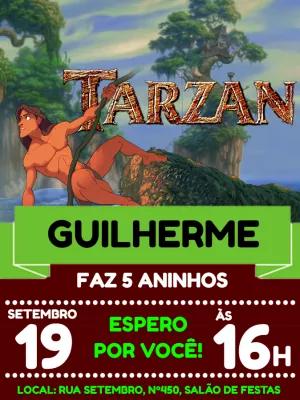 Convite de Aniversário Tarzan com Personagens para Editar Online