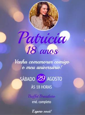 Convite de Aniversário com Foto Bokeh Editável Online