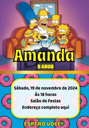 Convite de Aniversário Os Simpsons para Editar Online
