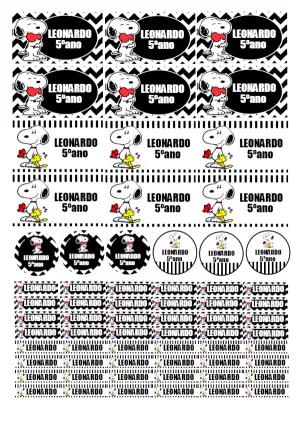 Kit de Etiquetas Escolares Snoopy para Editar e Imprimir