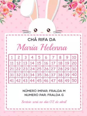 Convite Chá Rifa Páscoa com Coelhinha para Editar Online