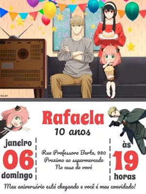 Convite de Aniversário Spy x Family com Anya para Editar Online