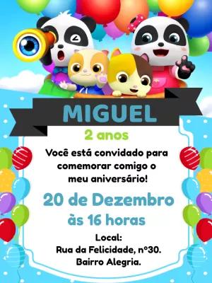 Convite Aniversário Baby Bus com Personagens para Editar Online