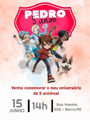 Convite de Aniversário Bakugan com Personagens para Editar Online