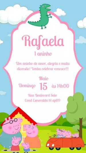 Convite de Aniversário Peppa Pig para Editar Online