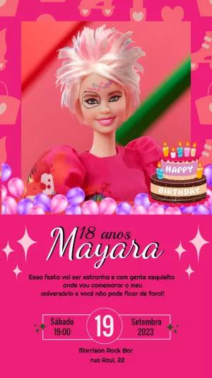 Convite Aniversário Barbie Estranha para Editar Online