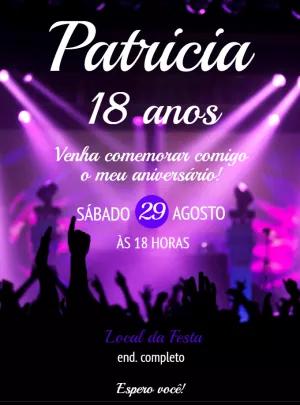 Convite de Aniversário Balada Lilás para Editar Online