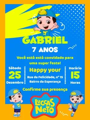 Convite de Aniversário Luccas Neto para Editar Online