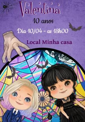 Convite de Aniversário Wandinha Addams para Editar Online