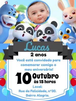 Convite Aniversário Baby Bus com Foto para Editar Online