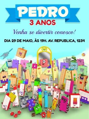 Convite de Aniversário Numberblocks Editável Online
