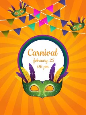 Carnival Party Invitation with Masks to Edit Online