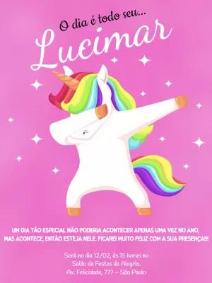Convite de Aniversário Unicórnio Dab Editável Online