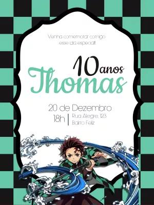 Convite de Aniversário Demon Slayer para Editar Online