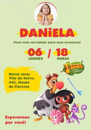 Convite Aniversário Tainá e os Guardiões com Foto para Editar