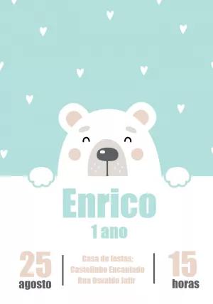 Convite Aniversário Bebê Urso Polar para Editar Online