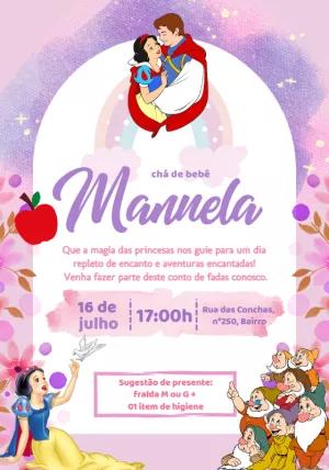 Convite Chá de Bebê Branca de Neve para Editar Online