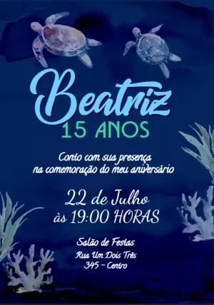 Convite 15 anos Fundo do Mar com Tartarugas para Editar