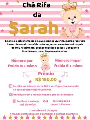 Convite Chá Rifa Ursinha Princesa para Editar Online