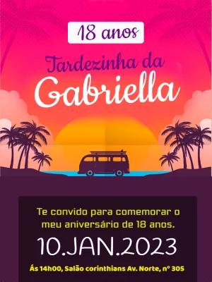 Convite Aniversário Tardezinha com Pôr do Sol para Editar Online