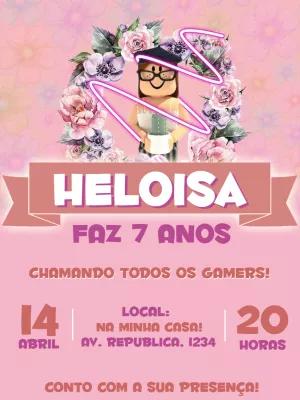 Convite de Aniversário Roblox Menina para Editar Online