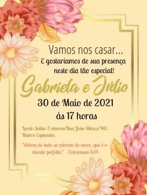Convite de Casamento Floral Romântico para Editar Online