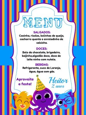 Menu de Aniversário Bolofofos para Editar Online