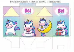 Caixa Milk Unicórnio Editável Online para Aniversário