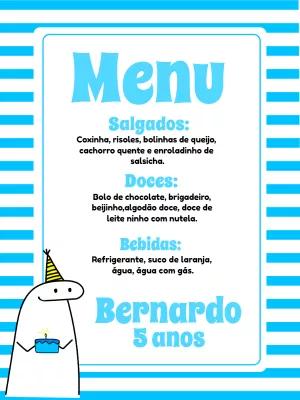 Cardápio de Aniversário Flork para Editar Online