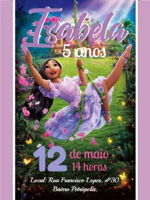 Convite Aniversário Encanto Isabela para Editar Online