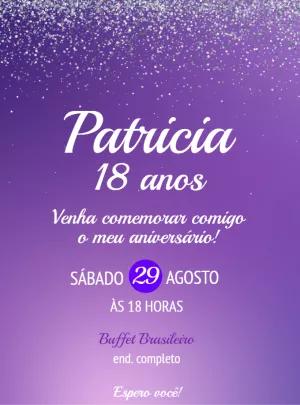 Convite de Aniversário com Glitter Roxo para Editar Online