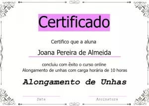 Certificado de Alongamento de Unhas para Editar Online