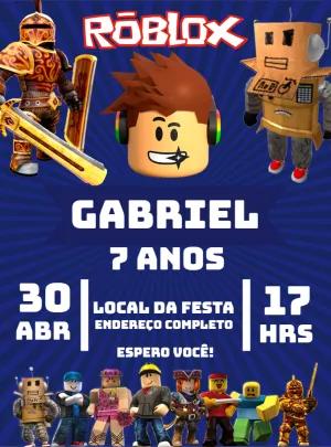 Convite de Aniversário Roblox com Personagens para Editar Online